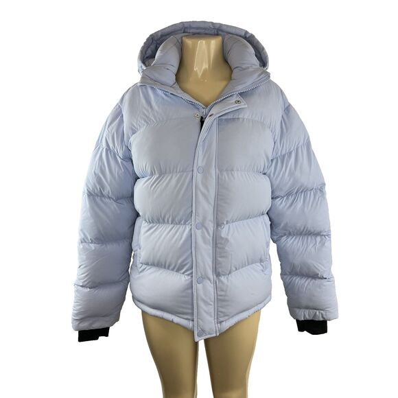Tna Aritzia The Super Puff Jacket Size M Blue Puffer Hooded Premium Goose Down - Picture 5 of 16
